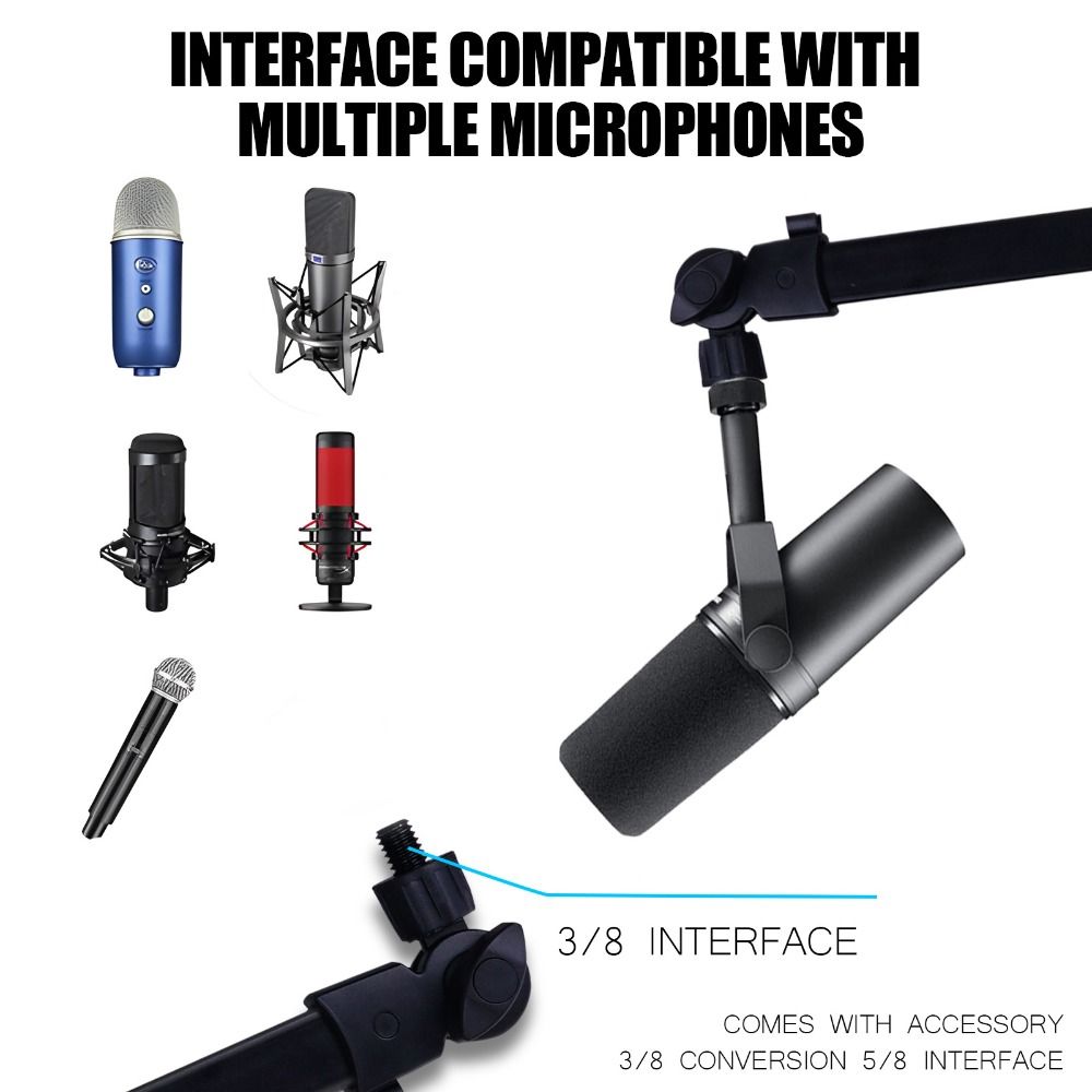 Microphone Boom Arm Desk - Professional Grade 360° Rotation Microphone Boom