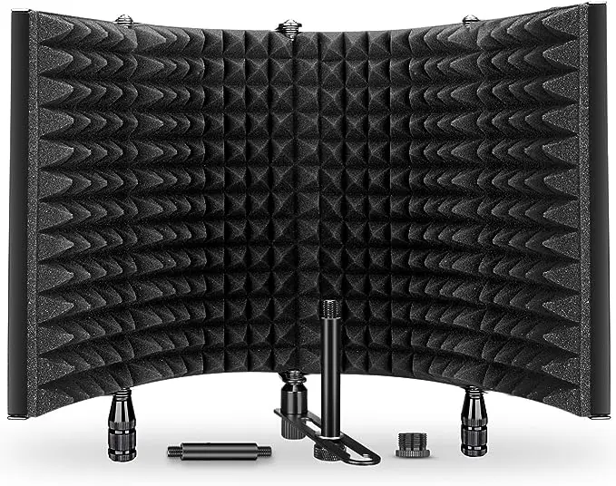 Vocal Booth Isolation Shield - Foldable Studio Microphone Shield 5 Panel