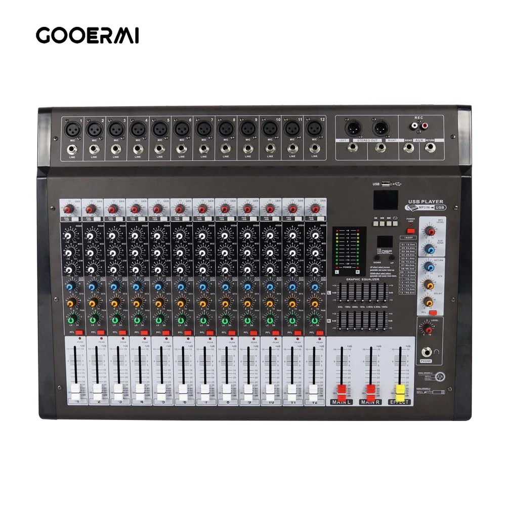 Gooermi DMX-12 12 Channel Cons - Audio Mixer 16 Channel Usb review and price
