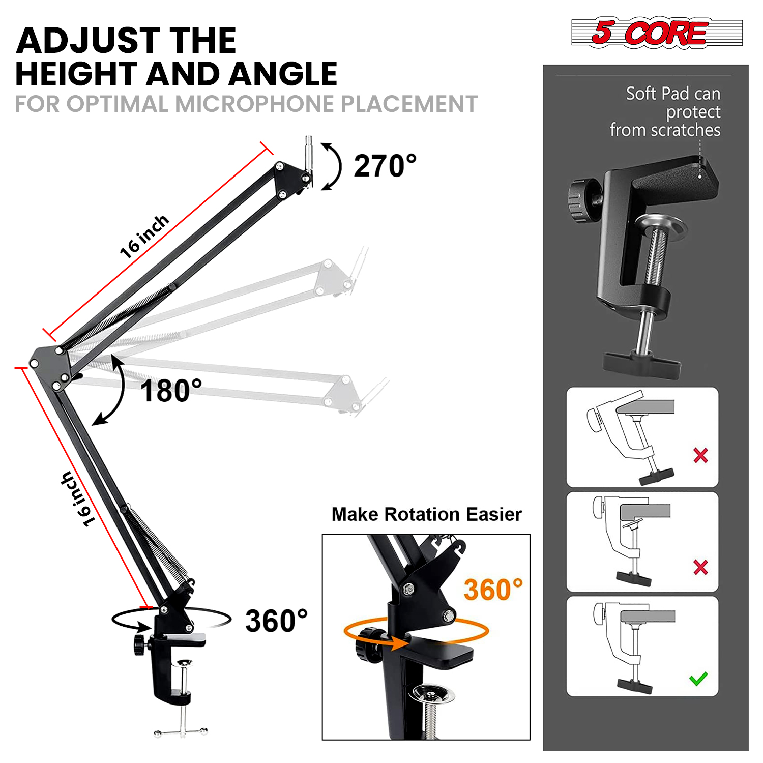 5 Core Microphone Stand Suspen - Microphone Boom Arm Desk review and price