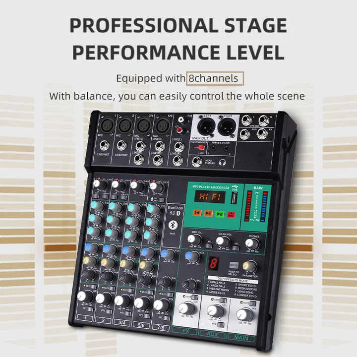 Professional 8-Channel DJ Audi - Audio Mixer 16 Channel Usb review and price