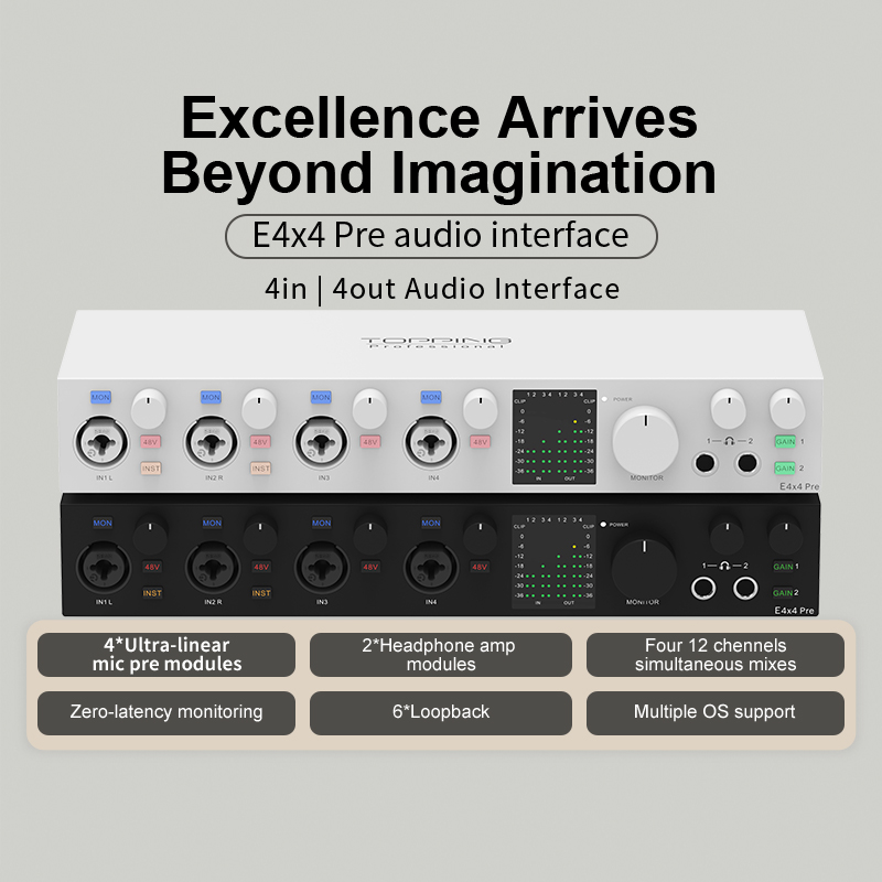 TOPPING E4x4 Pre Professional  - Audio Interface Usb 8 Channel review and price