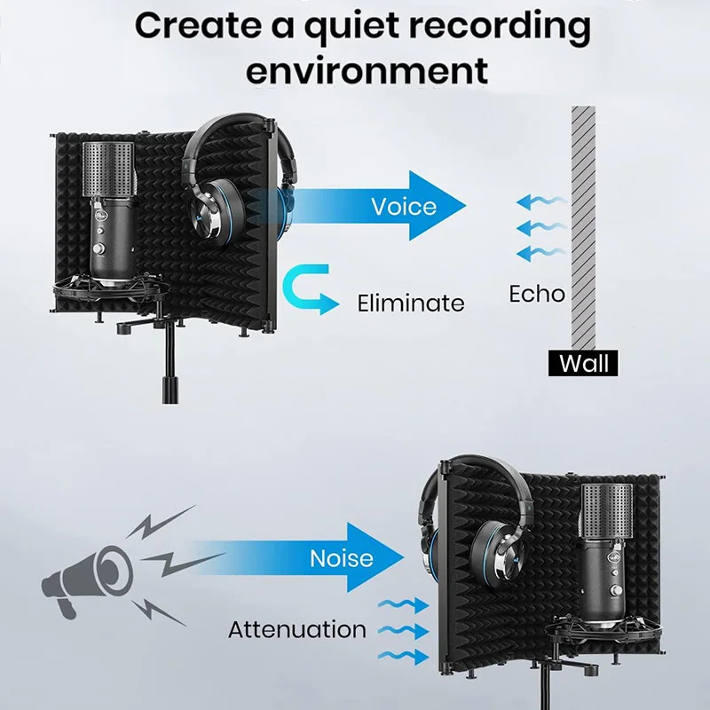Foldable Studio Microphone Shi - Vocal Booth Isolation Shield review and price
