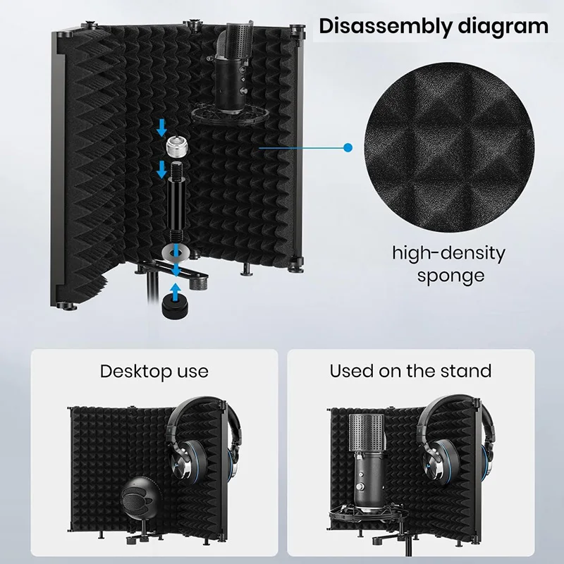 Foldable Studio Microphone Shi - Vocal Booth Isolation Shield review and price