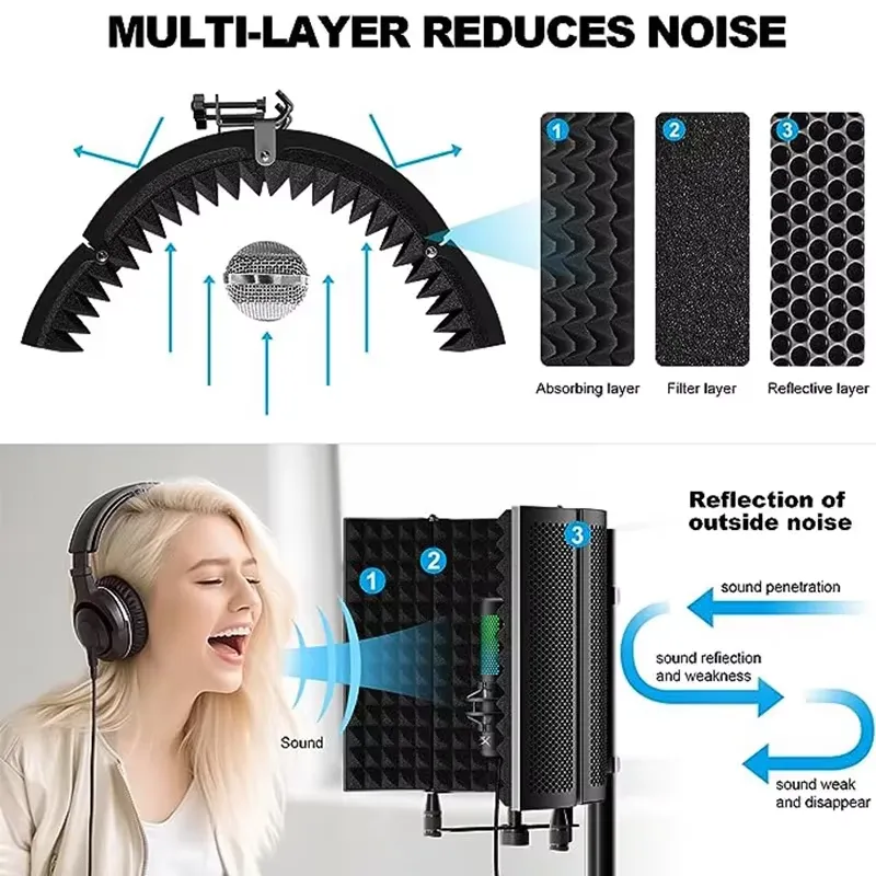 Foldable Studio Microphone Shi - Vocal Booth Isolation Shield review and price